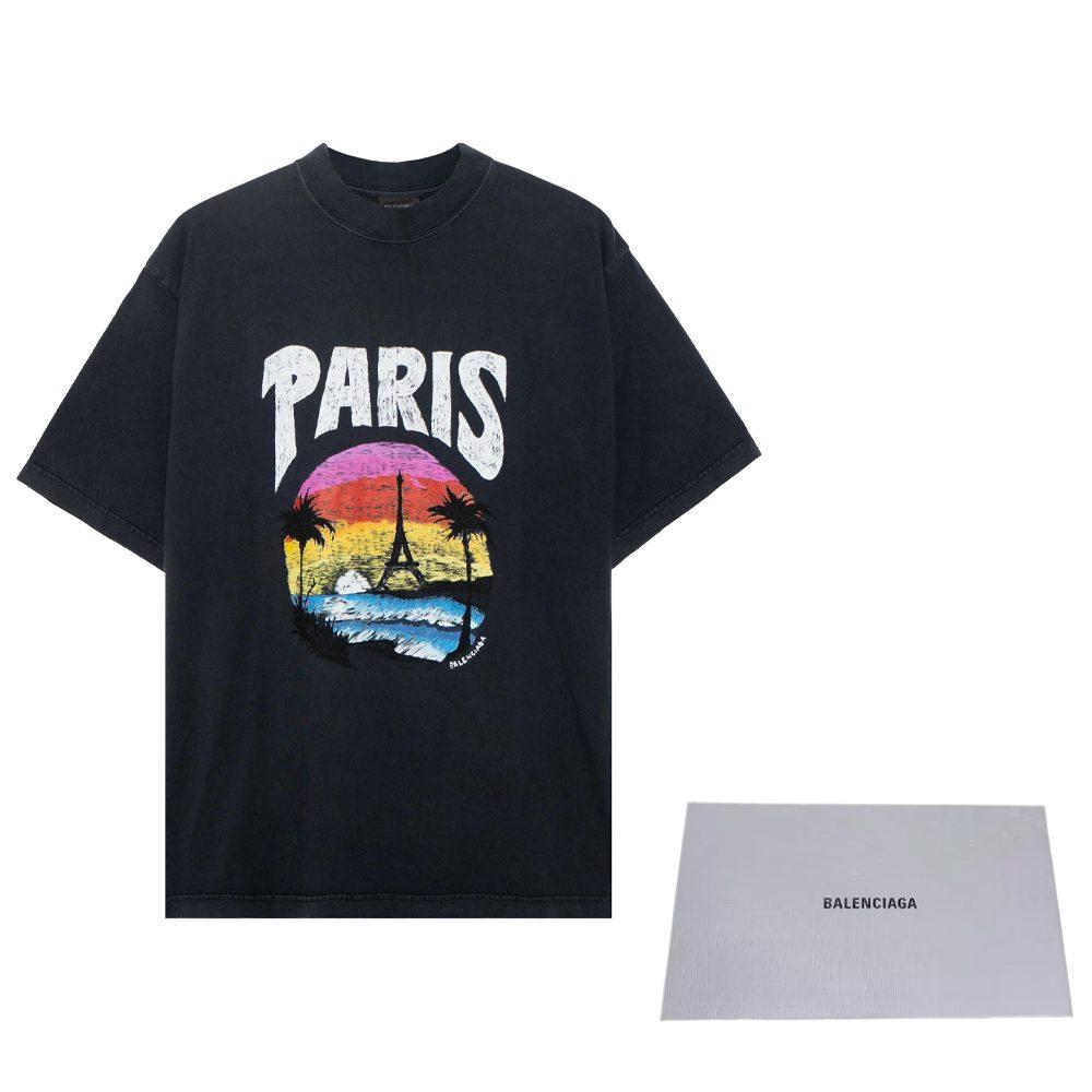 Balenciaga Футболка FW23 Обычный крой Мужская Черная 764235TPVL91569