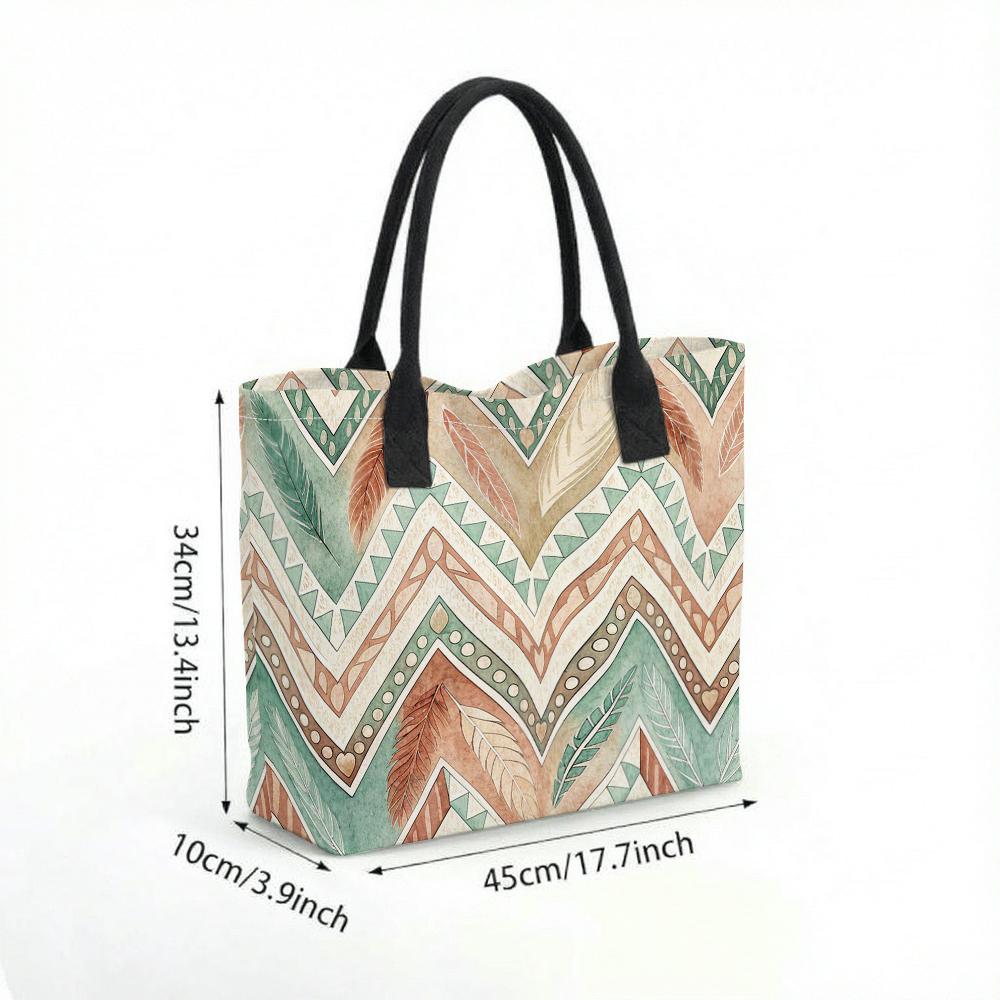 Boho Geometric Tote Bag Canvas Casual Large Shoulder Handbag for Daily Use