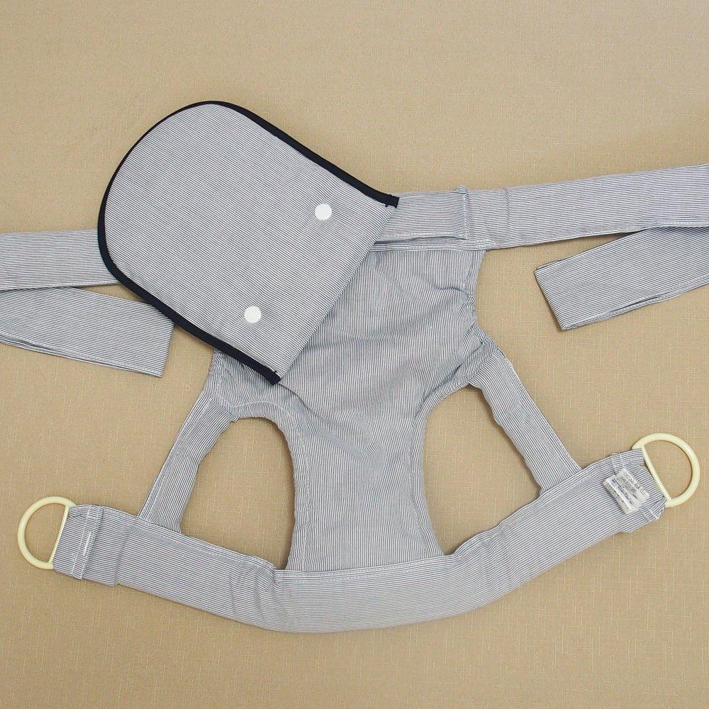 Traditional baby carrier made in Simple dungaree with stripes and Japan. navy.