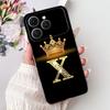 Чехол для Tecno Spark 40 Черный Силикон Роскошные Буквы А-Я Модные Цветы Корона Ударопрочный Чехол для Телефона Tecno Spark 40