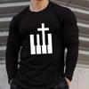 Мужские футболки с принтом креста Personality, футболки с длинным рукавом, повседневные свитера с круглым вырезом, мужская одежда больших размеров