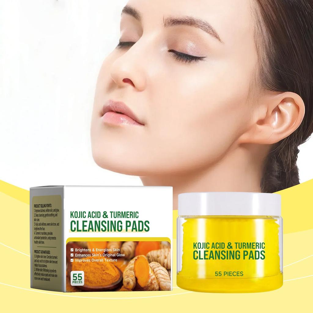 Brightening Cleansing Pads, Kojic Cleansing Pads Helps Balance Skin Oil And Water Hydrating Remove Excess Keratin From The Body'S Skin(55PC)1ml
