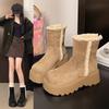 Fashion Winter Warm Cotton Women Ankle Boots Chunky Platform Heels Punk Height Increase Plush Short Booties Shoes Zapatos Mujer