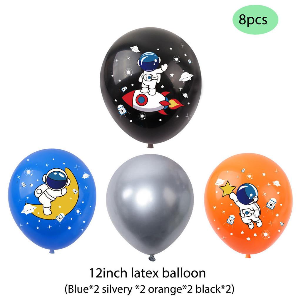 Astronaut Rocket Space Theme Children Birthday Party Decor Set Paper Handmade Mechanical Scene Props Mix 24 Balloons