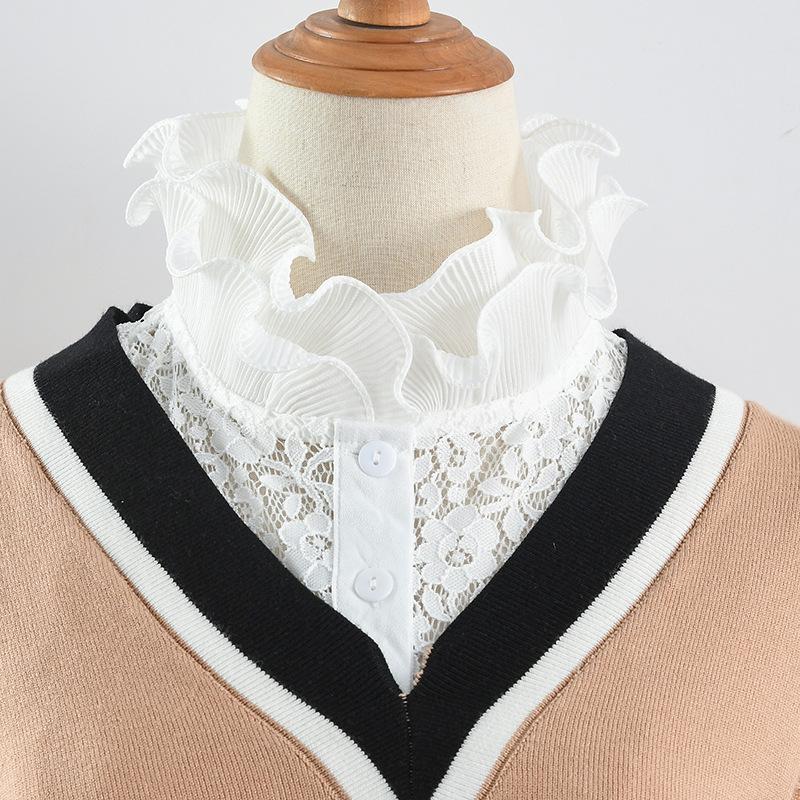 Women Embroidery Lace Floral Fake Collar Half Shirt Stand Detachable Lapel Collar Decoration Blouse Tops Ruffles False Collar