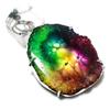 Подвеска из натурального радужного солнечного кварца ручной работы из стерлингового серебра 925 пробы 2,44 дюйма T1R81