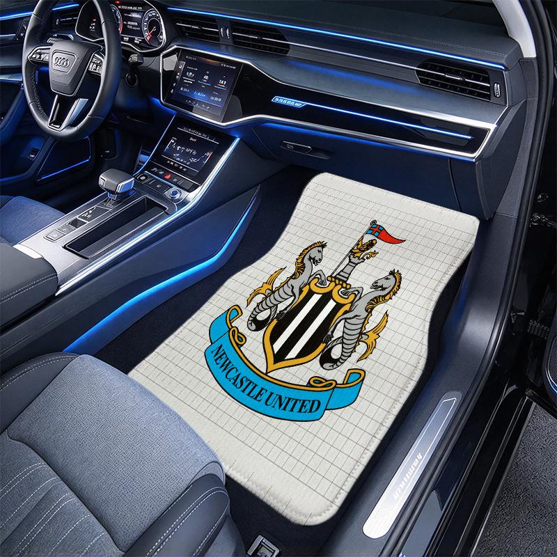 Newcastle United F.C Pattern Black Car Floor Mats Full Car Mats, XPE Non-Slip And Wear-Resistant Mats Suitable for SUV Interiors