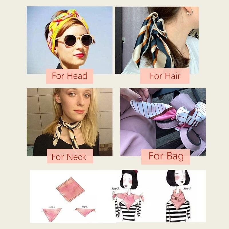 New Silk Scarf Square Women Fashion Dot Plaid Print Neckerchief Ladies Work Scarves Small Winter Foulard Bandana Hair Tie Band