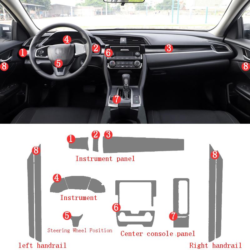 Для Honda Civic Внутренняя Центральная Консоль Панель Воздуховодов Панель Рулевого Колеса ТПУ Прозрачная Защитная Пленка от Царапин
