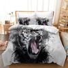Lion Bedding Animal Duvet Cover Set Queen King Size Lightning Lion Pattern Comforter Cover Polyester Duvet Cover 1/2 Pillowcases
