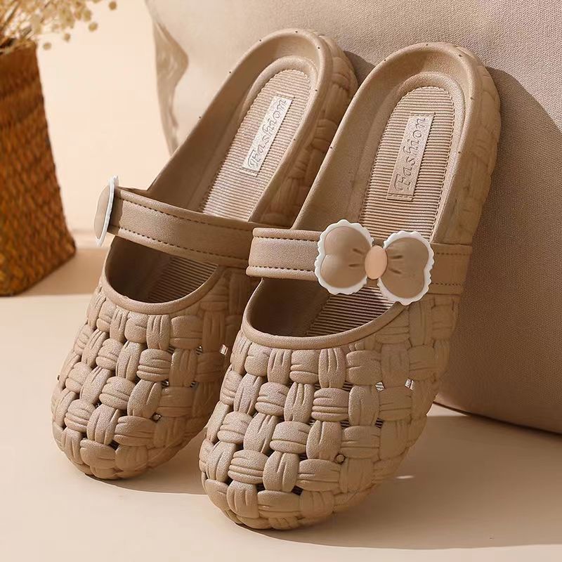 2025 летние новые дырочные туфли-мешки с головным убором женские нескользящие милые повседневные домашние туфли с мягкой подошвой для ванной комнаты дышащие