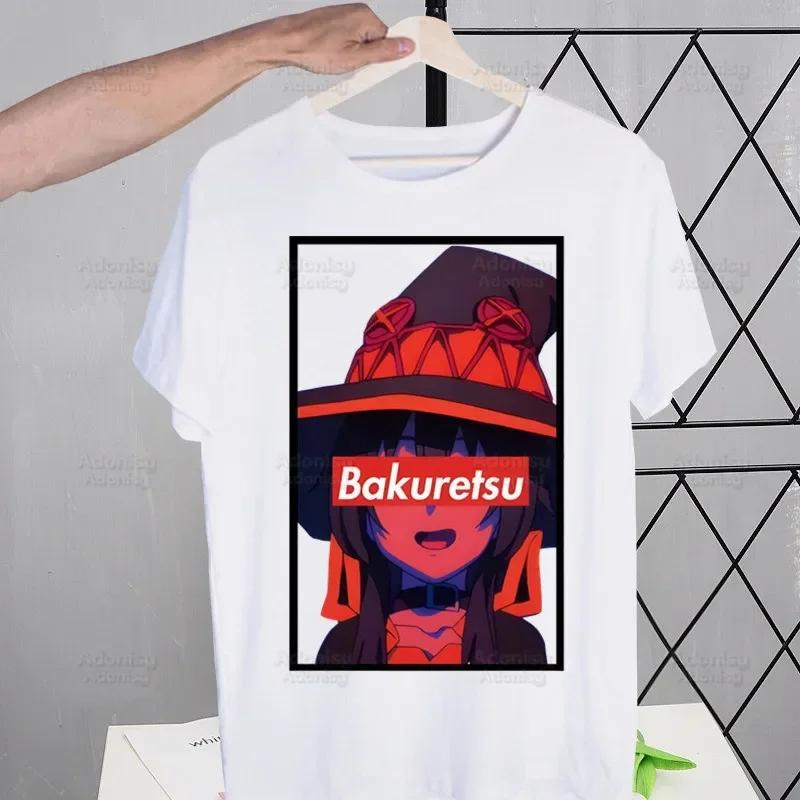 KonoSuba Мегумин Kono Subarashii Кадзума Футболки Мужская Футболка Харадзюку Мужская Одежда Летняя Уличная Одежда Повседневная Футболка С Коротким Рукавом Топы