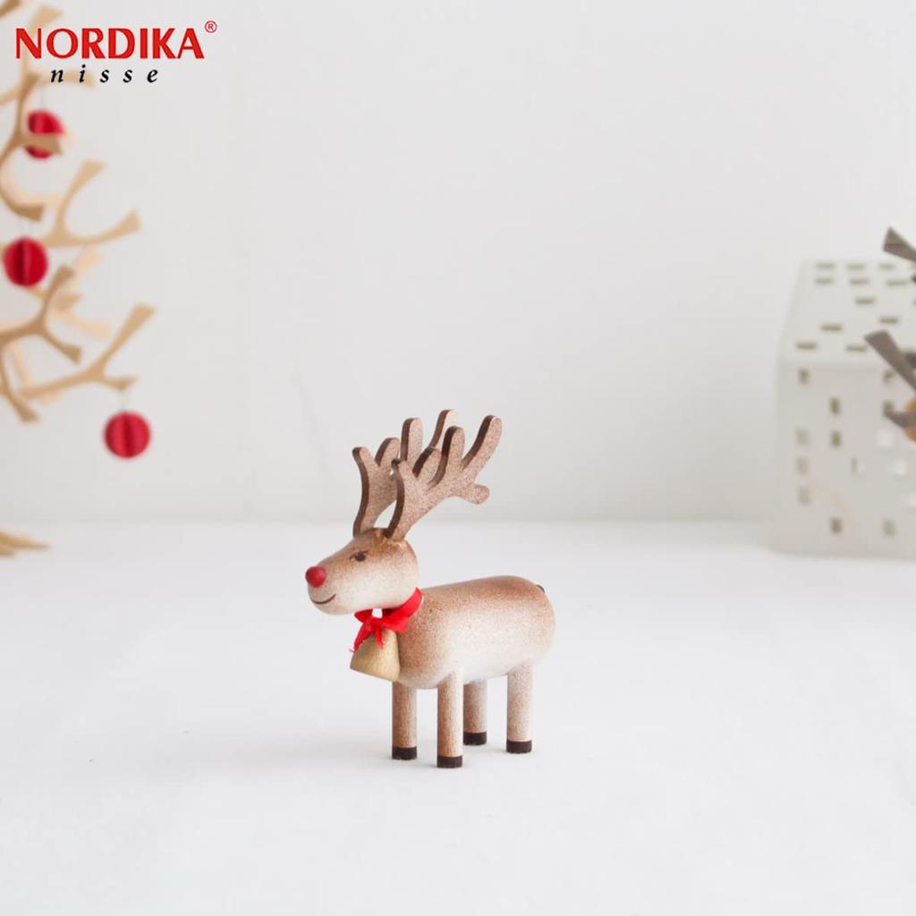 Рождественская деревянная кукла-олень Нордика Ниссе с коричневым колокольчиком