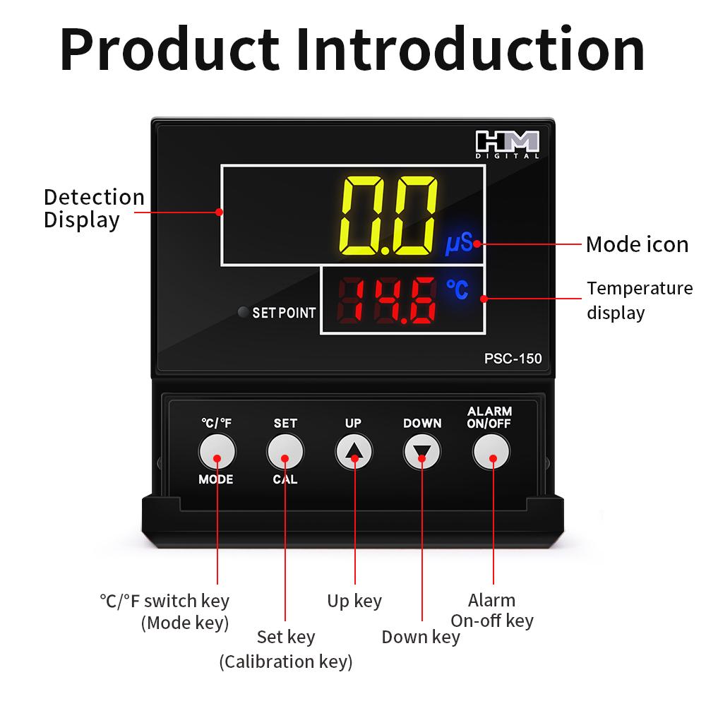 Online Industrial Water Monitor with Probe PSC-150/PSC-154 0-9999 Electrical Conductivity Meter TDS EC Controller LCD Display