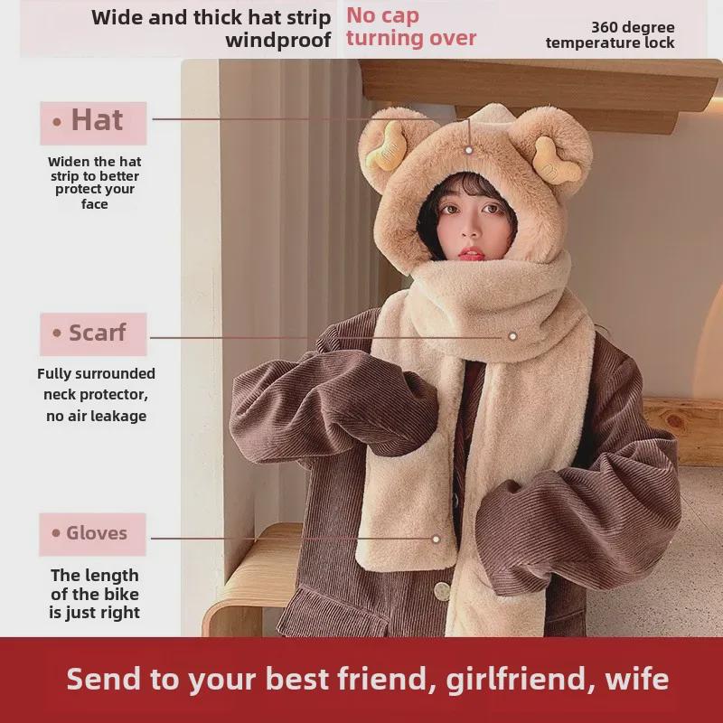 Женский зимний комплект из шапки, шарфа и перчаток Little Bear: Уютное, стильное и теплое плюшевое трио