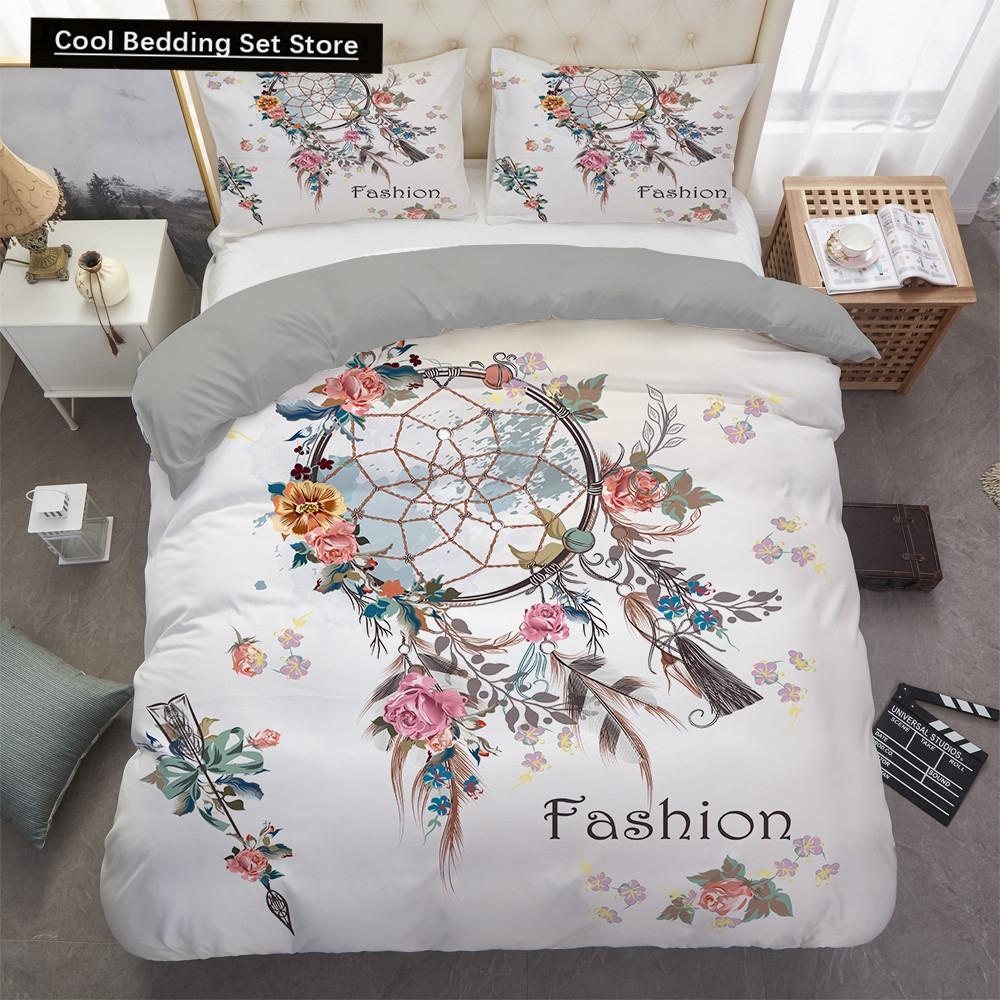 Ловец снов Лось Король Королева Пододеяльник Богемный стиль Бабочка Постельное белье для подростков Девочек Женщин Коза Белый 2/3 шт. Пододеяльник