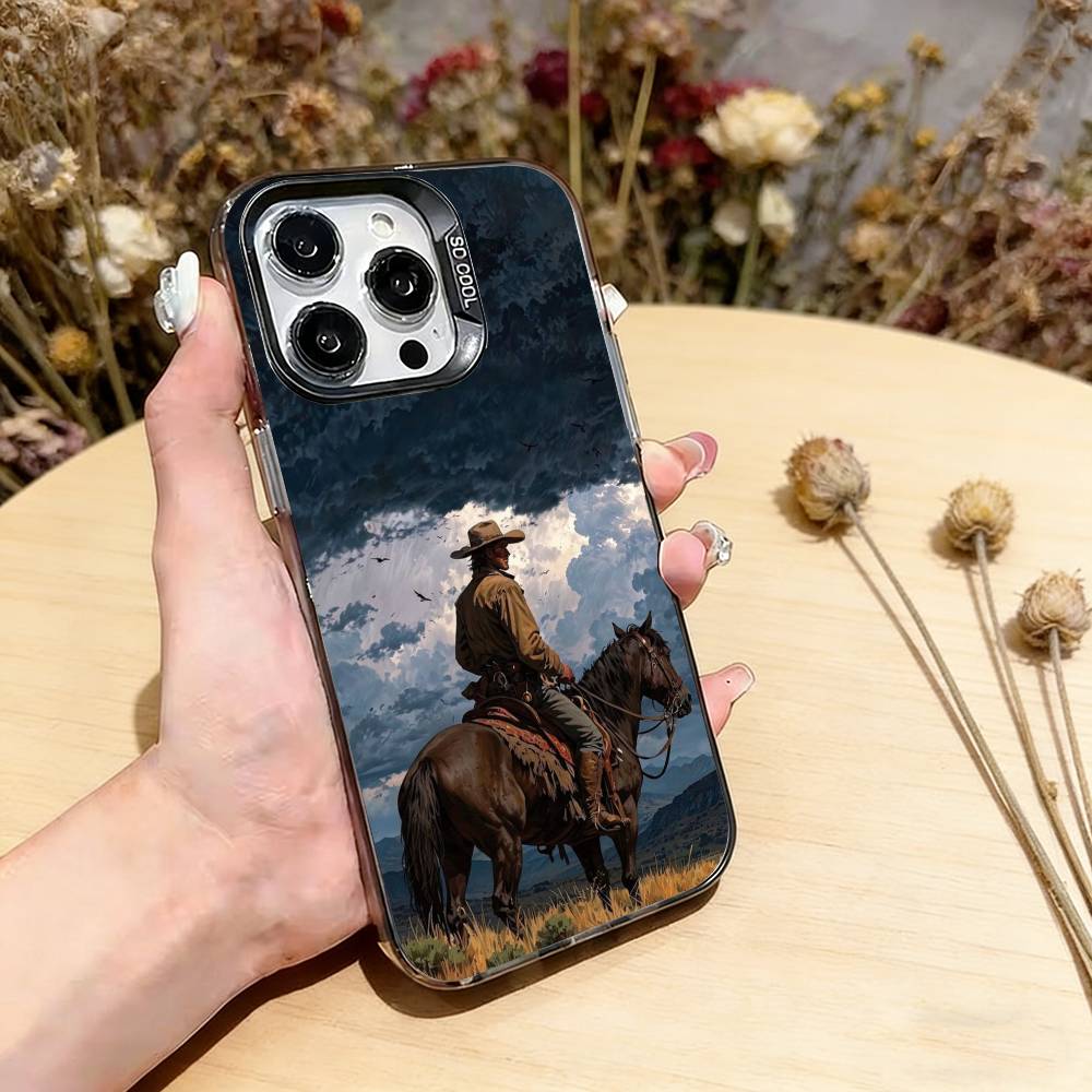 Чехол для телефона в стиле западного ковбоя для iPhone 17,16,15,14,13,12,11 Plus,Pro Max,XS,Разноцветный Серебристый Чехол для телефона Funda Cover