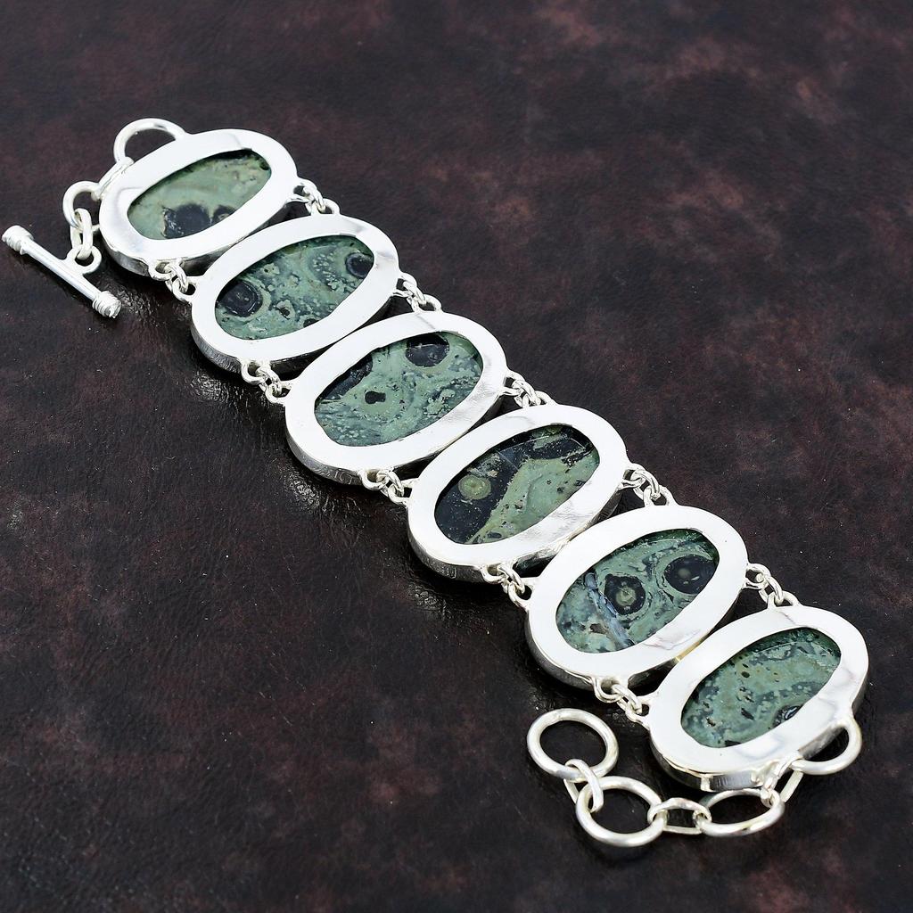 Браслет из яшмы Камбаба, браслет из стерлингового серебра 925 пробы, достойные ювелирные изделия из драгоценных камней, регулируемый браслет-цепочка, изящный браслет ручной работы, подарок для мамы