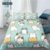 Cartoon Cat Duvet Cover Set for Kids Girl Microfiber Kitten 2/3pcs Cartoon Animal Bedding Set Single Twin Queen King Quilt Cover