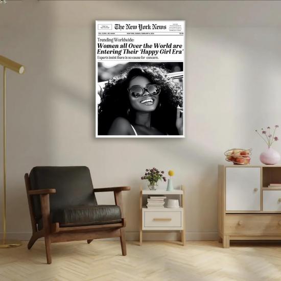 Jatinoo Framed Wall Art 11.5x15 inch, Aesthetic Posters for Wall Bedroom Decor - Fashion Vogue Newspaper Print, Black and White Framed Canvas Art for