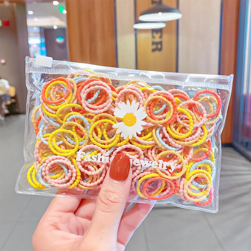 100 шт./пакет Простые практичные маленькие резинки для волос для девочек и детей, эластичные резинки для волос, аксессуары, резинка для волос, кольцо, головной убор