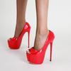 Женские новые модные сексуальные красные туфли-лодочки с рыбьим ртом на сверхвысоких шпильках, модельные туфли для показа на вечеринке