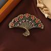 Ретро новая выдолбленная брошь в виде веера женская мода цветок Cheongsam на пуговицах на груди цветок аксессуар булавка