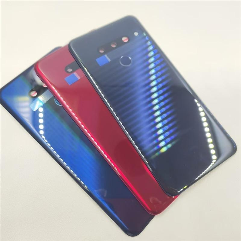 Задняя крышка аккумулятора для LG G8 ThinQ 3 отверстия Стеклянный задний корпус Задняя панель С рамкой для камеры + Отпечаток пальца