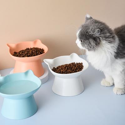 Широкороткая миска для кошек, миска для корма кошек, керамическая, на высокой ножке, защита шейного отдела позвоночника, противоударная миска для собак, миска для питья и кормления домашних животных