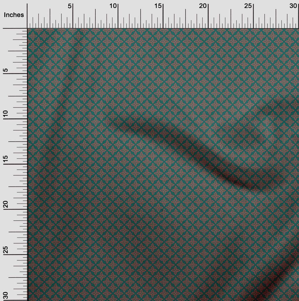 oneOone Cotton Flex Dark Teal Green Fabric Asian Block Sewing Fabric By The Yard Printed Diy Clothing Sewing Supplies 40 Inch