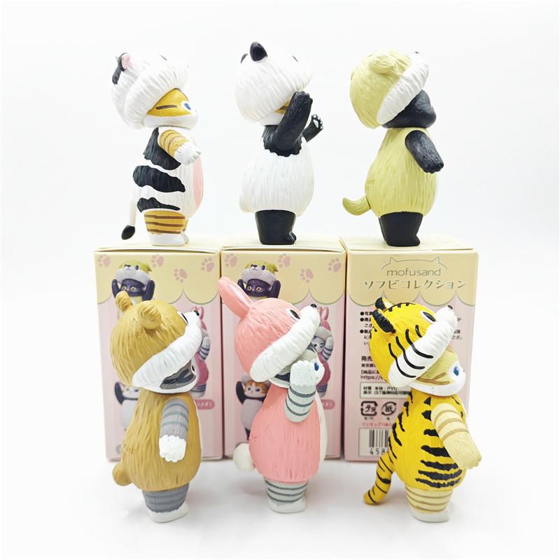 Adorable Pvc Cat Figurine With Cow Headgear Collectible Blind Box Toy 8-9cm