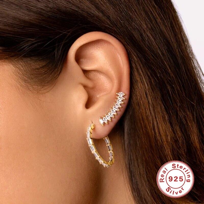 1pc Real Silver 925 Earring  Trend Earrings For Women Diamond Horse Eye Stud Earrings Jewelry For Wedding Party Gift