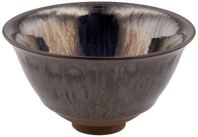 Подлинная чашка для саке Киояки Киёмидзуяки печи Тоан, сияющая синим Тэммоку, KTA849-06