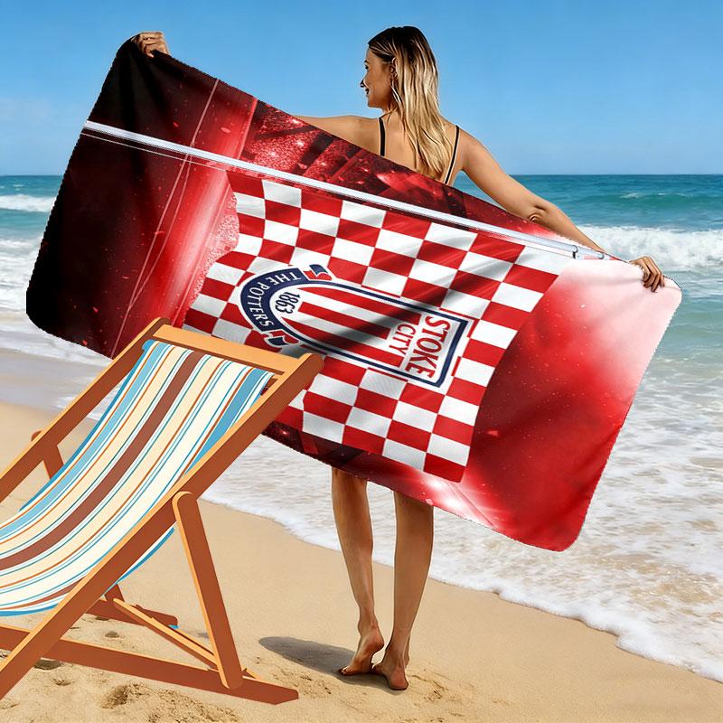 Stoke City F.C Beach Towel, Large Soft Quick Dry Towel for Beach Camping Swimming