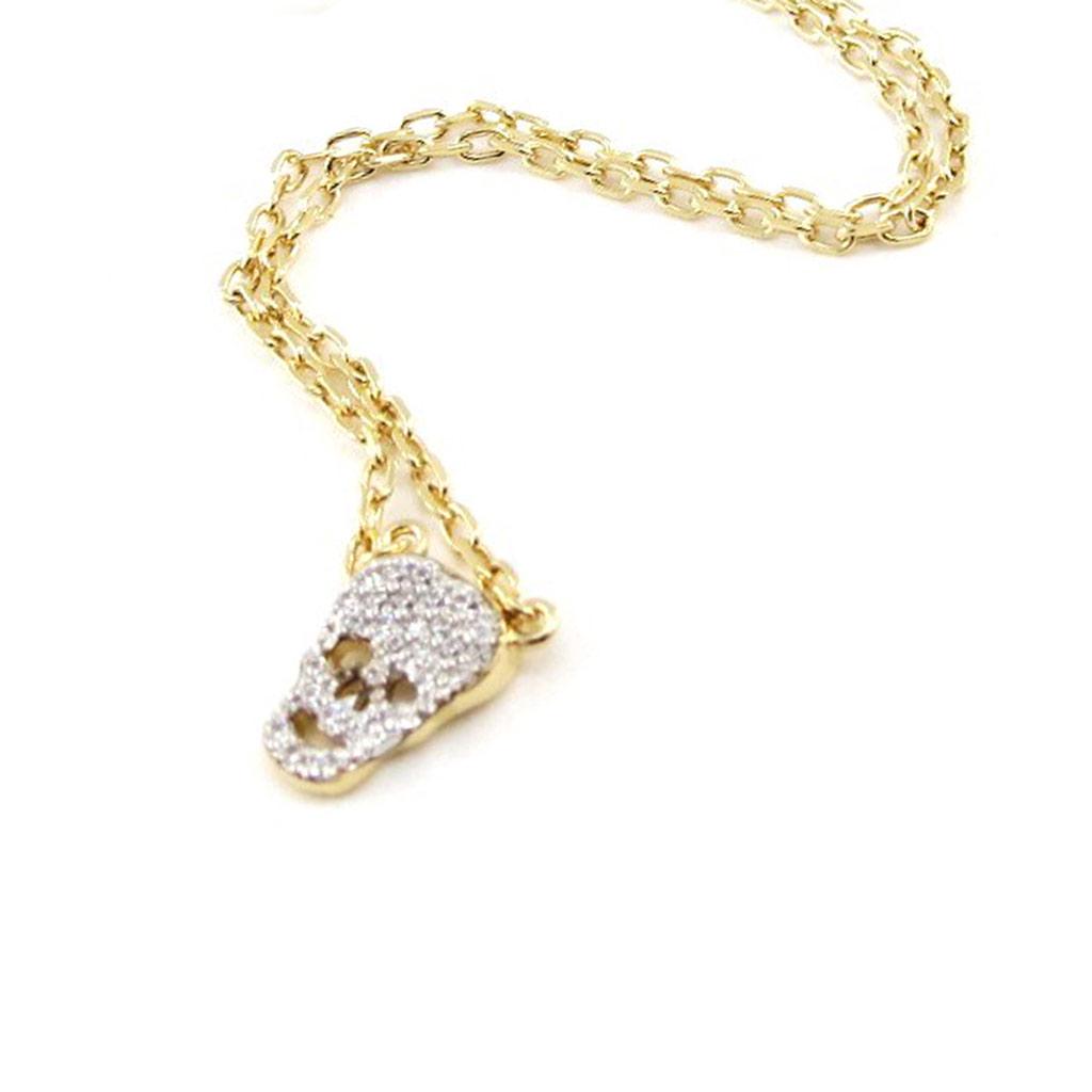 Les Trésors De Lily [J0861] - White Gold Plated 'Skull' Necklace