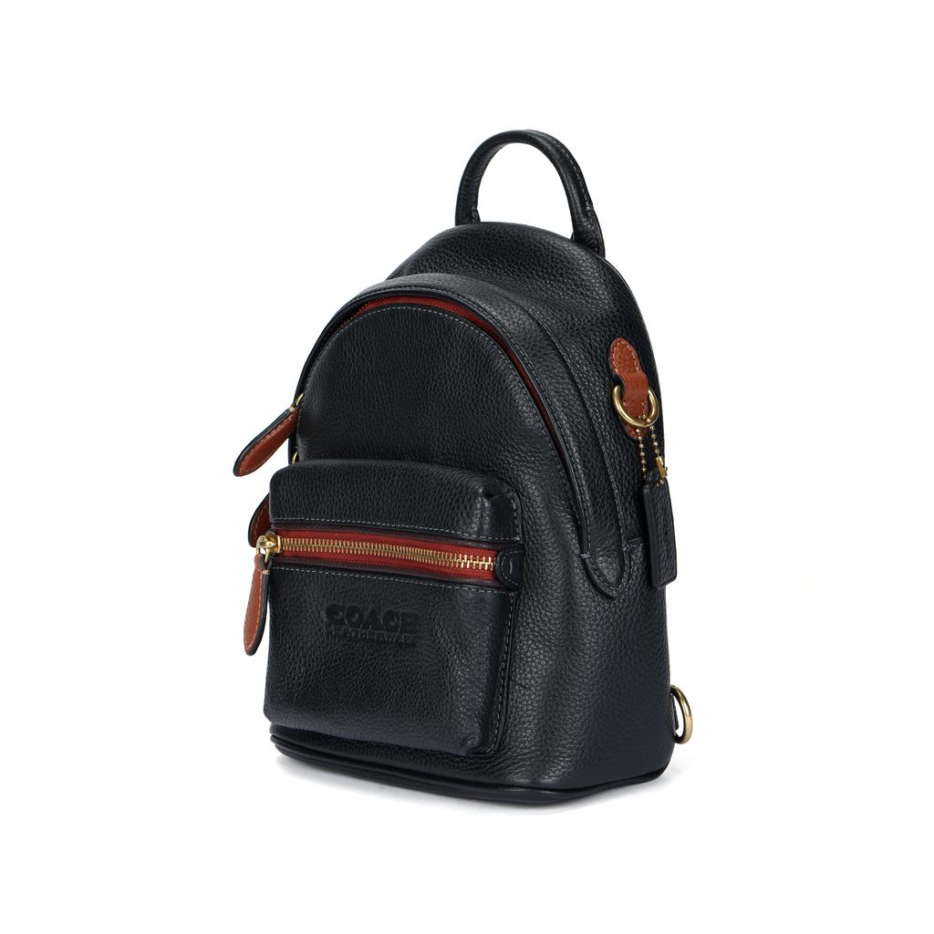 Coach Charter 18 Color Block Zip Leather Backpack Unisex Backpacks Brown Black C5286-B4M2