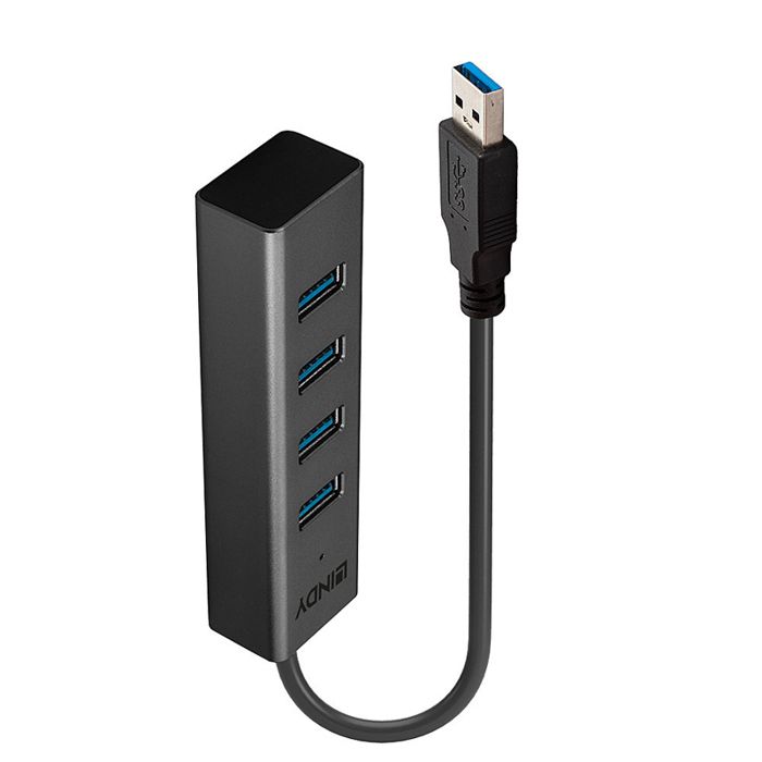 LINDY Hub USB 3.0 4 ports Aluminium Gris