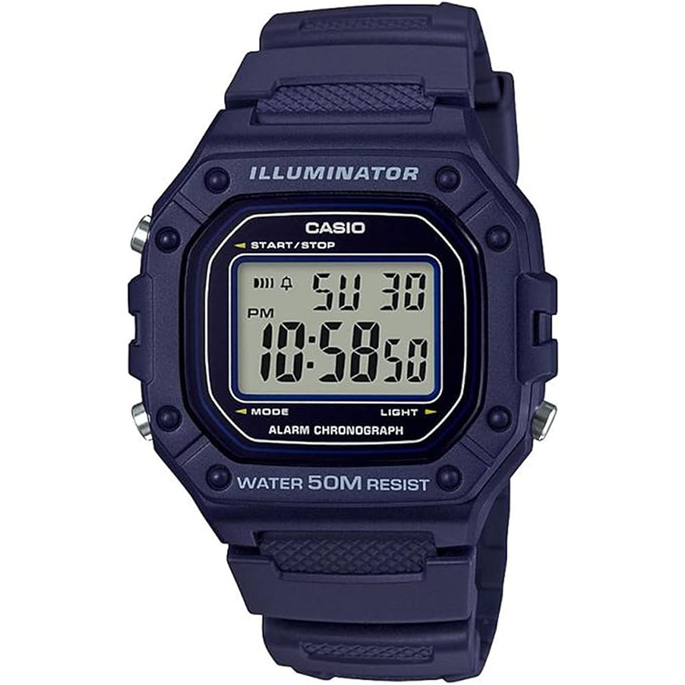 Casio Стандартные цифровые часы W-218H-2A Синие Унисекс Водонепроницаемые Легкие
