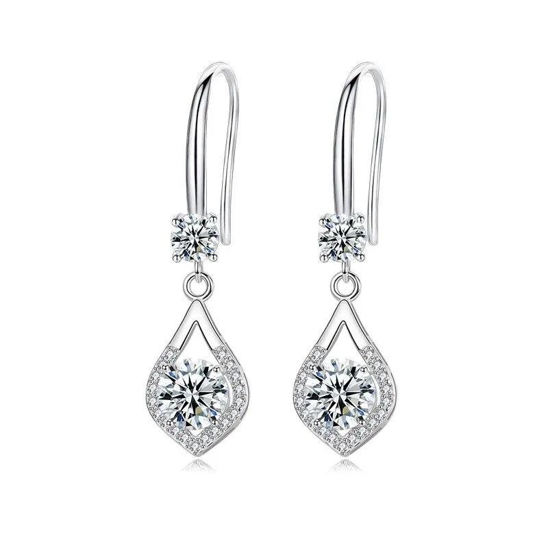S925 Sterling Silver 1-2 Carat Moissanite Water Drop Earrings High-End Design Cute Casual Decoration For Girlfriend