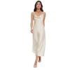 Champagne black neck sling dress for women's summer new long satin drape dress