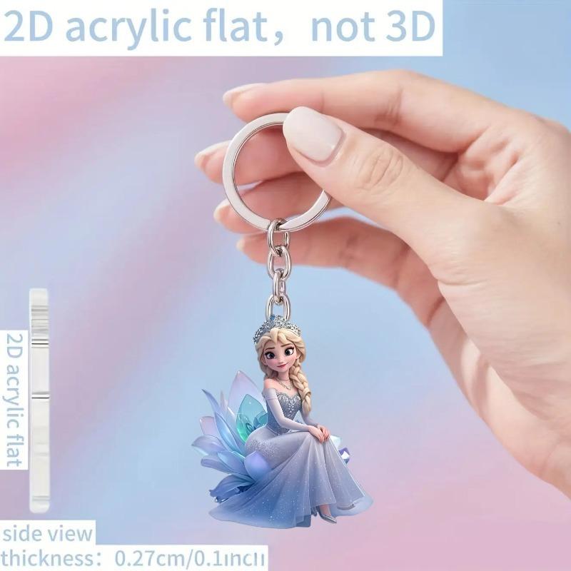 2 шт. Мультяшный Акриловый Брелок Диснеевская Принцесса Эльза 2D Теплое и Элегантное Украшение Праздничный Подарок Декор Брелок для Автомобиля Аксессуары для Рюкзака и Кошелька