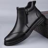 2024 New Fashion Trends Mens Chelsea Boots Genuine Leather Ankle Boots Slip-on Man Business Shoes Cowhide Fur Warm Winter Boots