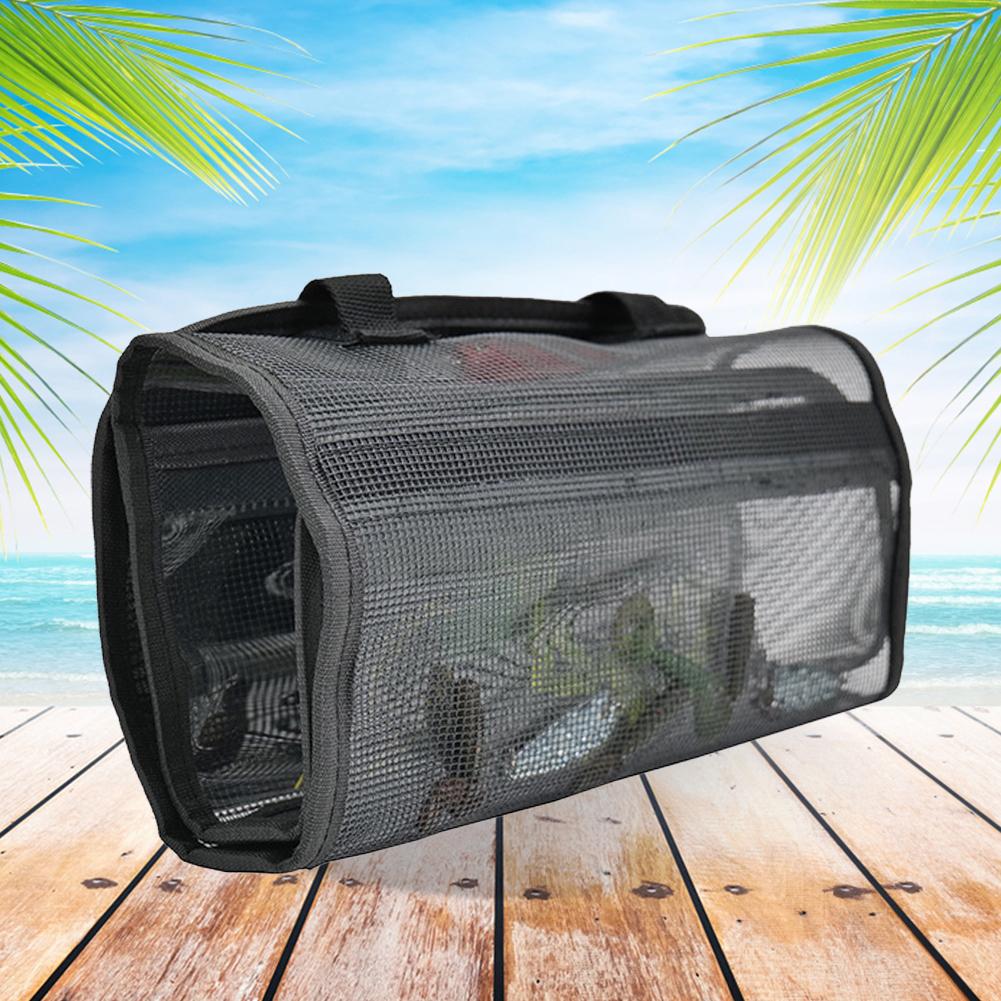 5 Pockets Portable Fishing Bait Bag Mesh Folding Bait Lure Hook Handbag Large Capacity Fishing Jig Bag for Soft and Hard Baits