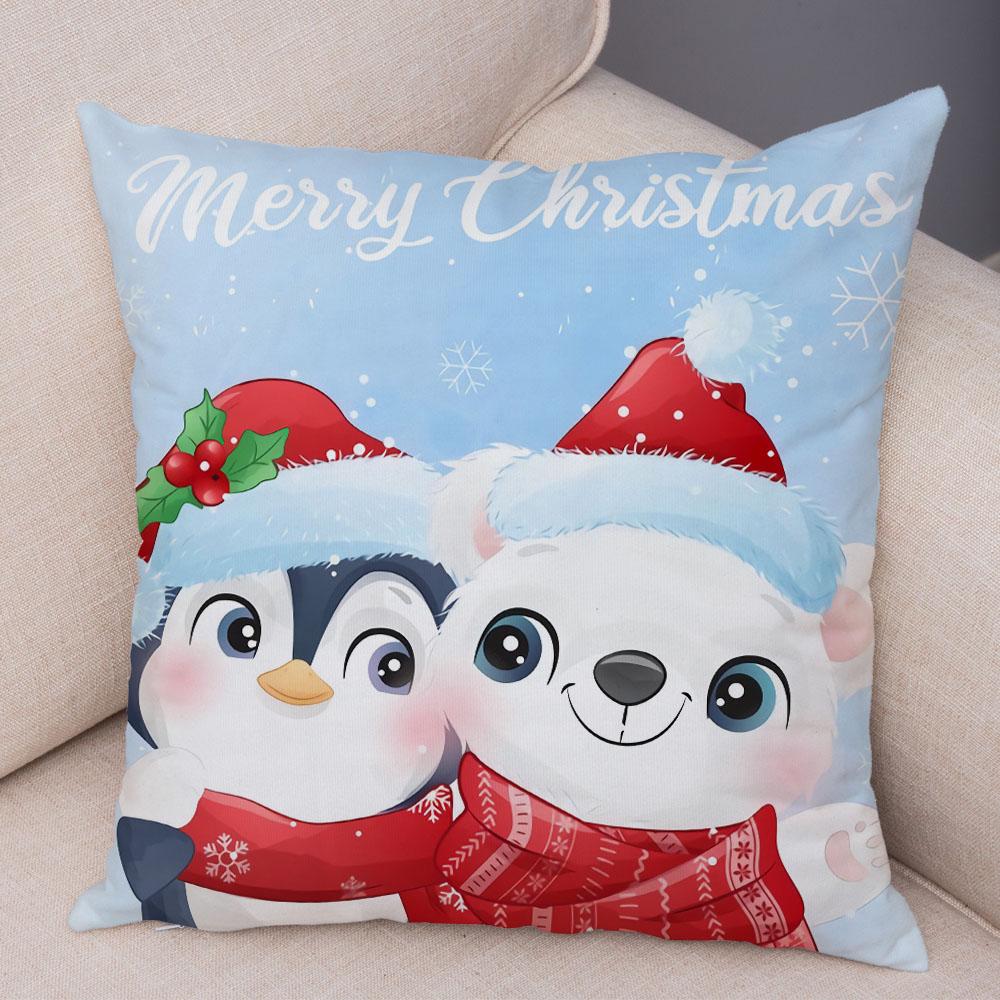 С Рождеством мультфильм Санта-Клаус Пингвин с принтом оленя наволочка для дома, гостиной, украшения дивана, наволочка 45x45 см