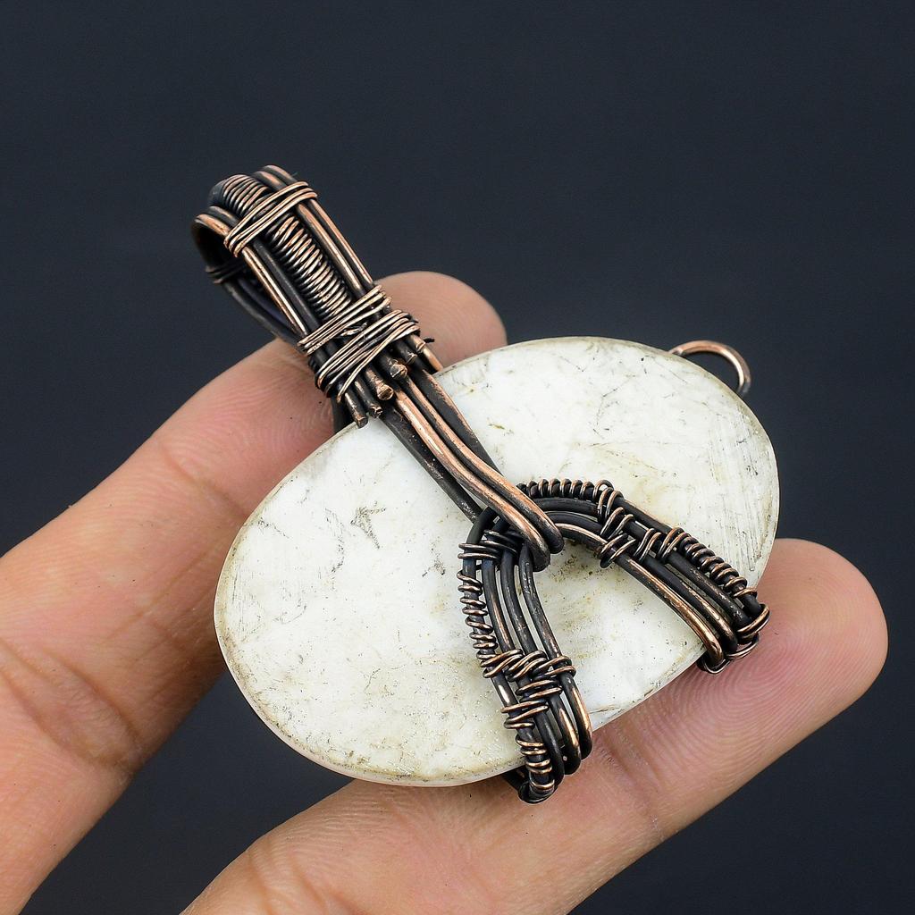 Кулон из лунного камня, обернутый медной проволокой 999 пробы, кулон из драгоценного камня ручной работы, подарок для мамы, антикварное украшение