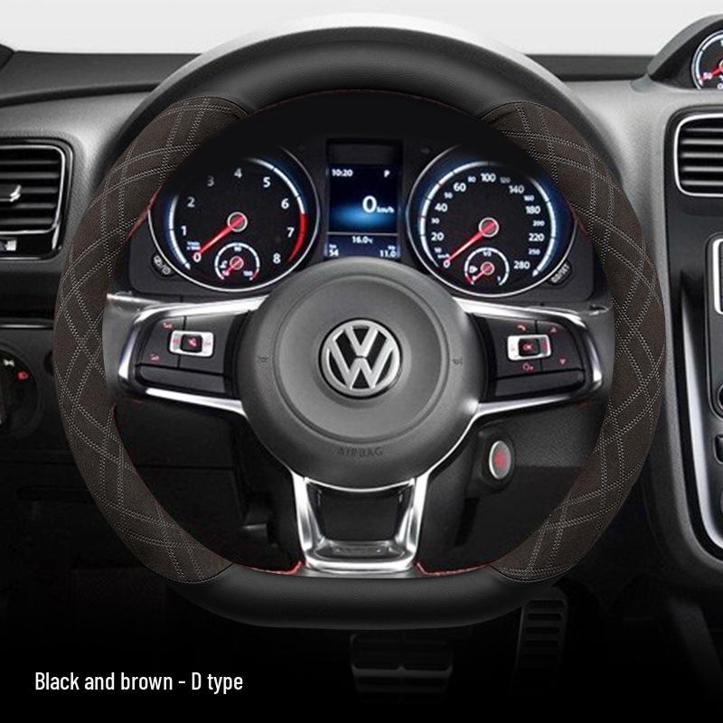 Volkswagen Scirocco Steering Wheel Cover: Suede, Non-Slip, Sweat-Absorbent, Wear-Resistant, Winter Warmth
