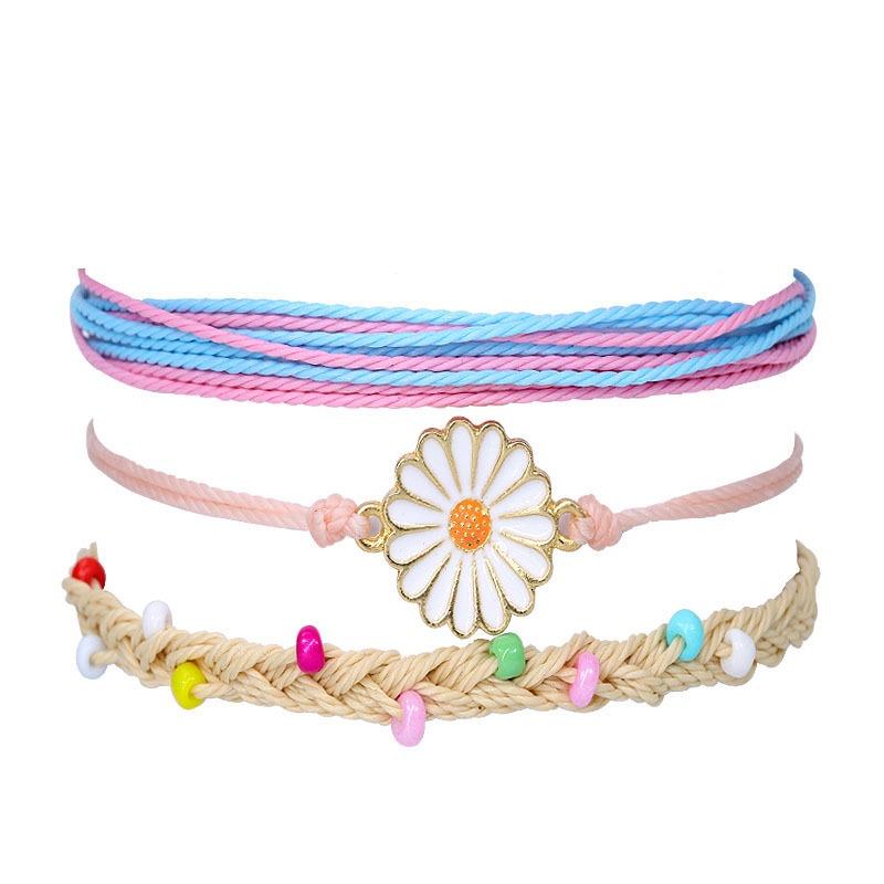 Браслет Дружбы Ромашка Ручной Работы Ножной Браслет Подвеска Цветок Подарки для Девочек Декор Детский