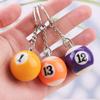 16pcs/Set Mini Billiards Shaped Keyring Assorted Colorful Billiards Pool Small Ball Keychain Creative Hanging Decorations