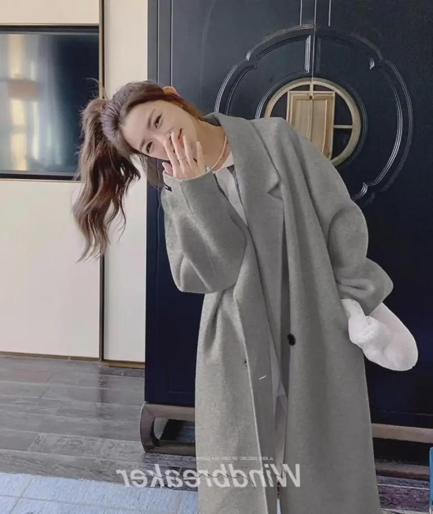 Женское шерстяное пальто средней длины осень/зима 2023 года, стиль Хепберн, свободный крой, корейская мода.