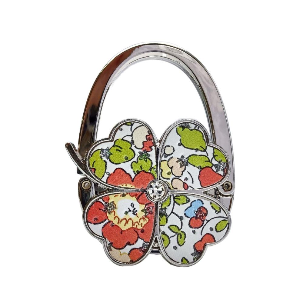 Прочный складной крючок для сумочки в виде четырехлистного клевера, креативный и красивый держатель для сумочки на стол.